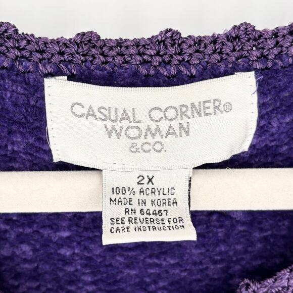 Casual Corner Women's Amethyst Purple Chenille Embroidered Sweater Size 2X - Picture 5 of 5